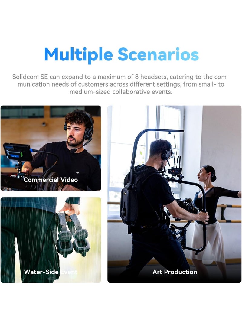 Hollyland Solidcom SE-3S Wireless Intercom System – 3-Person Full-Duplex Headset Kit, Dual-Mic ENC, 350m Range, Water & Wind Resistant, Professional Communication for Live Production - Image 5