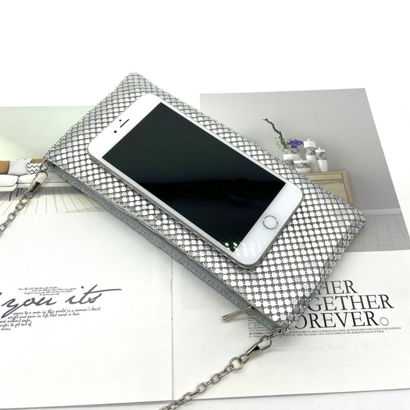 New Sequined Hand-Held Party Evening Bag Aluminum Sheet Dinner Handbag Coin Mobile Phone Bag Clutch Purse - Image 5