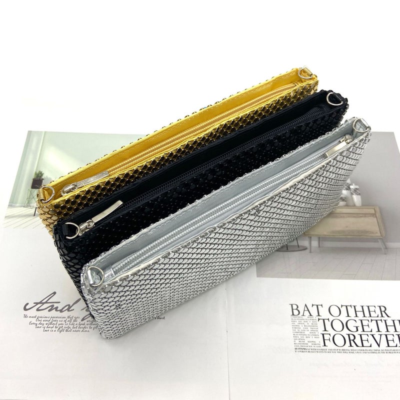 New Sequined Hand-Held Party Evening Bag Aluminum Sheet Dinner Handbag Coin Mobile Phone Bag Clutch Purse - Image 4
