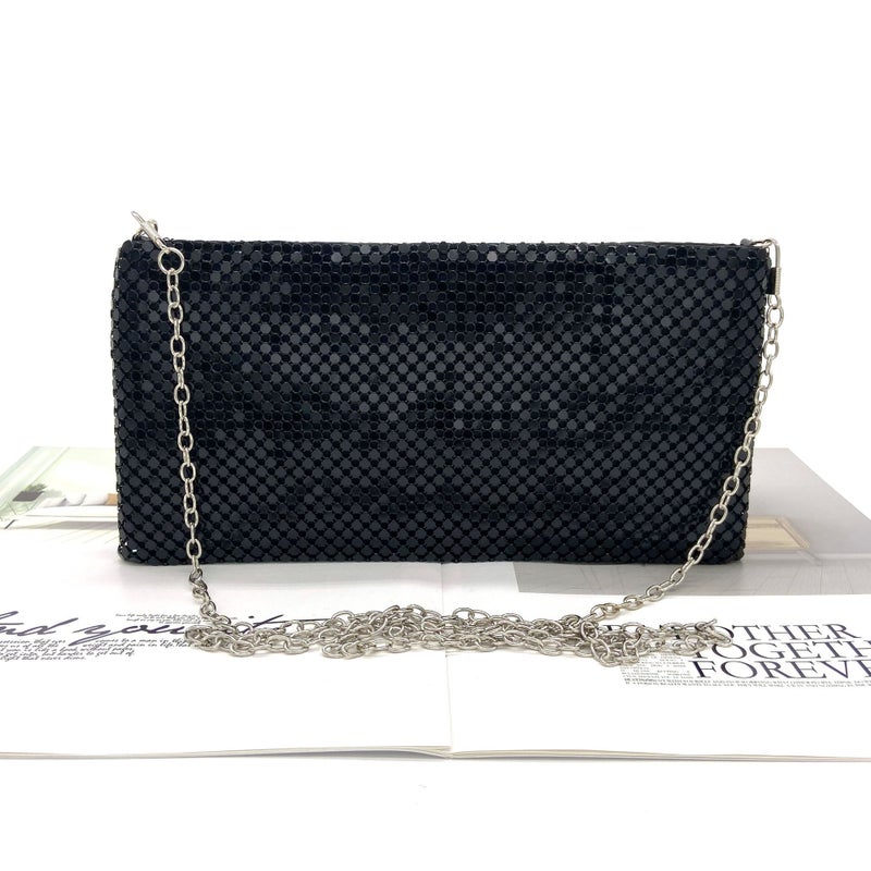 New Sequined Hand-Held Party Evening Bag Aluminum Sheet Dinner Handbag Coin Mobile Phone Bag Clutch Purse - Image 1