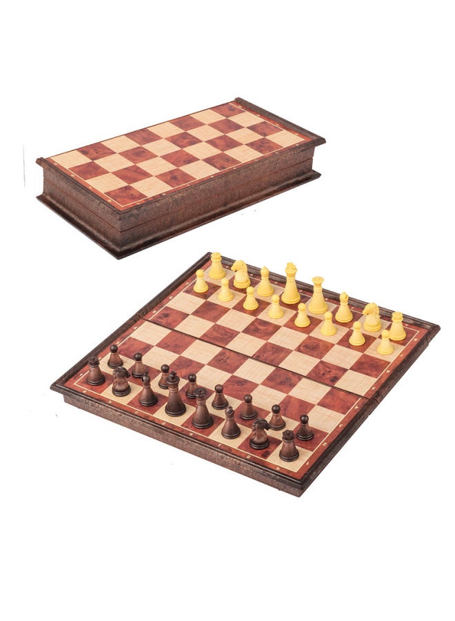 Chess Suit Foldable Chessboard Magnetic Chess Piece Student Children Training Adult Large Multiple Sizes-Color:Wood Grain Chess-Specification:Chessboard - Image 1