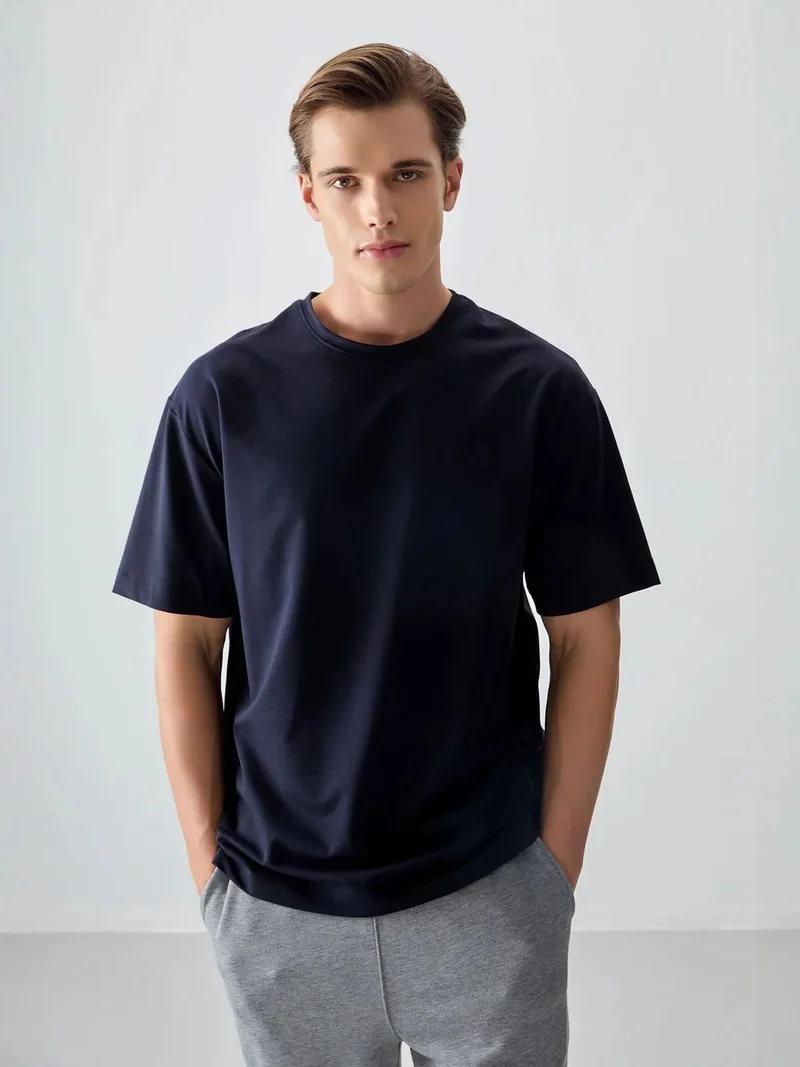تومي لايف TOMMY Oversized Cotton Blend Crew Neck T-Shirt