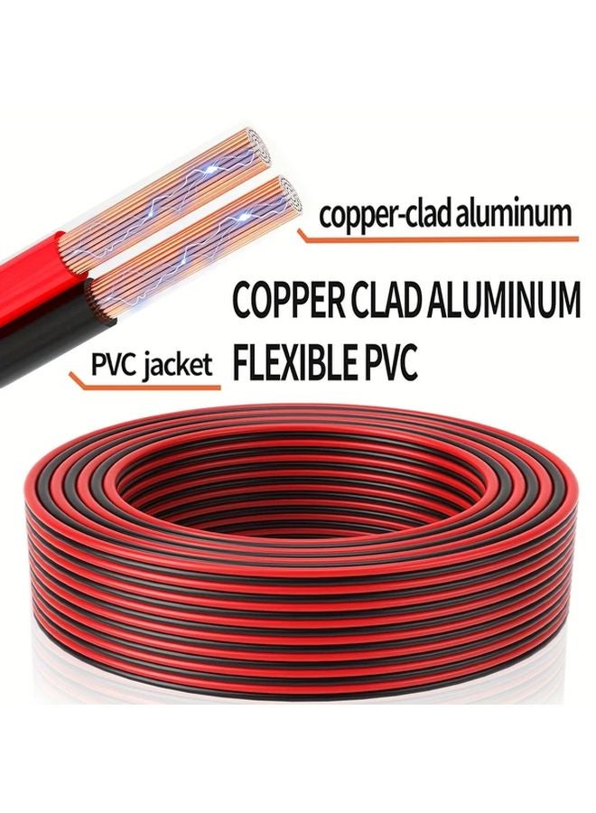 14AWG 1200 بوصة سلك ألومنيوم مكسو بالنحاس الأحمر والأسود كابل مكبرات صوت مرن 12V 24V DC - Image 3