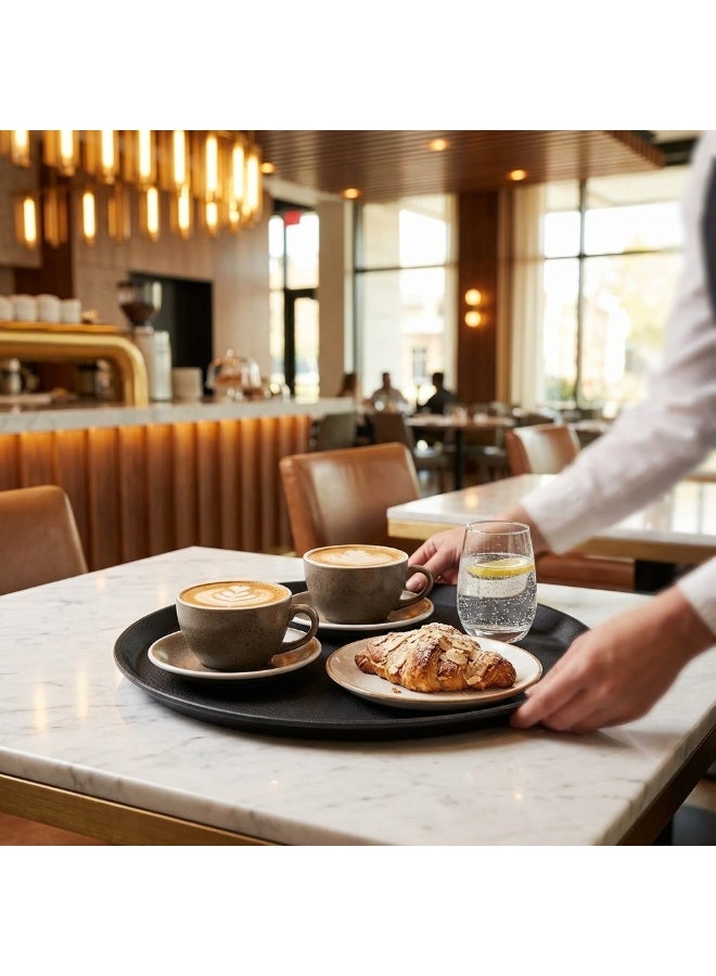 دائرة خضراء عبوتان من صواني تقديم دائرية مانعة للانزلاق، مقاس 28 سم / 11 بوصة، للاستخدام التجاري | صواني تقديم طعام متينة من الألياف الزجاجية للمطاعم والمقاهي والحانات والفنادق | صواني نادل متينة مانعة للانزلاق - Image 5