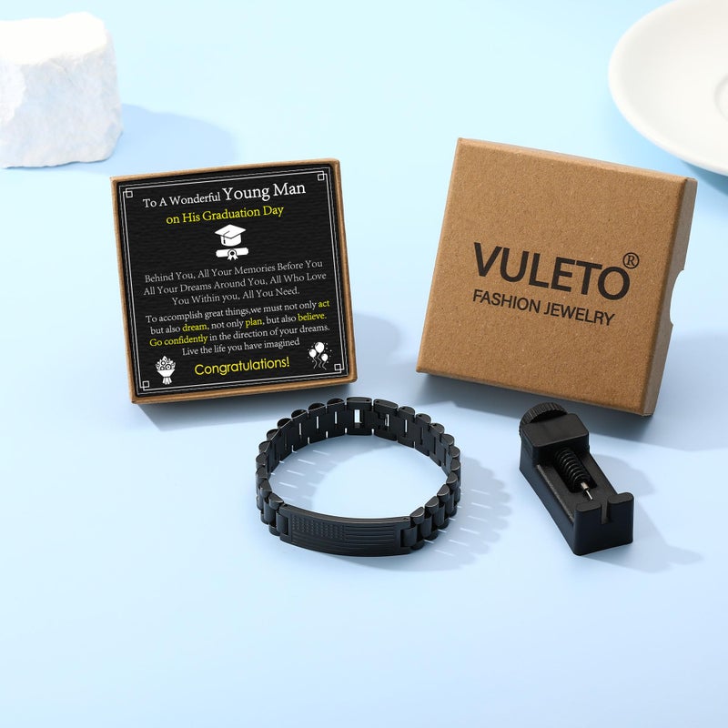 VULETO Graduation Gifts for Him 2026, College High School Graduation Gifts for Son Nephew Mens Male Watch Stainless Steel Bracelet, Class of 2026 Bracelets for Boyfriend Brother Grandson - Image 2