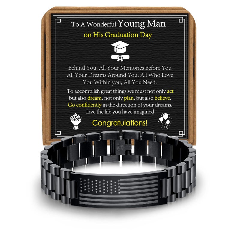 VULETO Graduation Gifts for Him 2026, College High School Graduation Gifts for Son Nephew Mens Male Watch Stainless Steel Bracelet, Class of 2026 Bracelets for Boyfriend Brother Grandson - Image 1