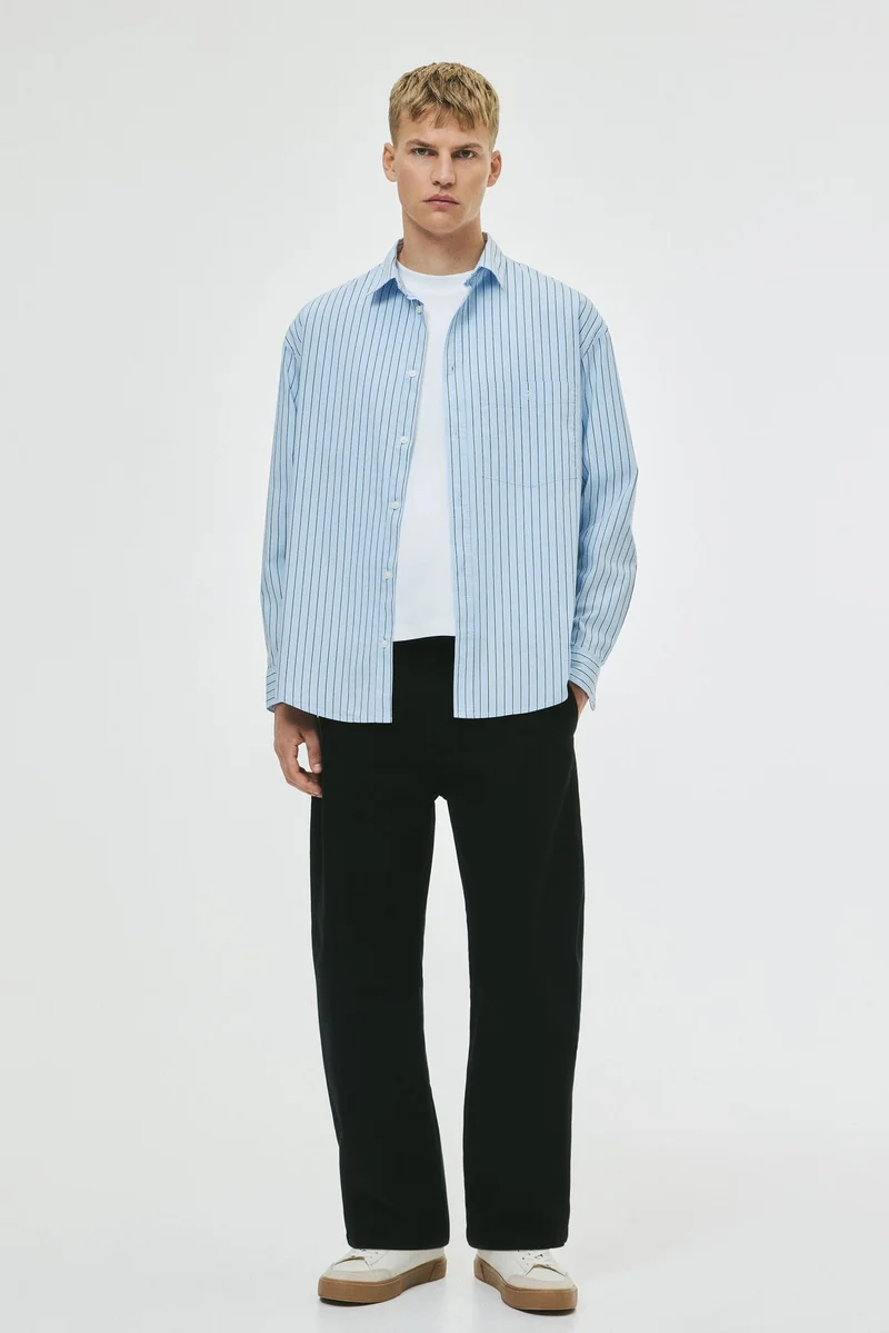 اتش اند ام قميص بوبلين بقصّة واسعة