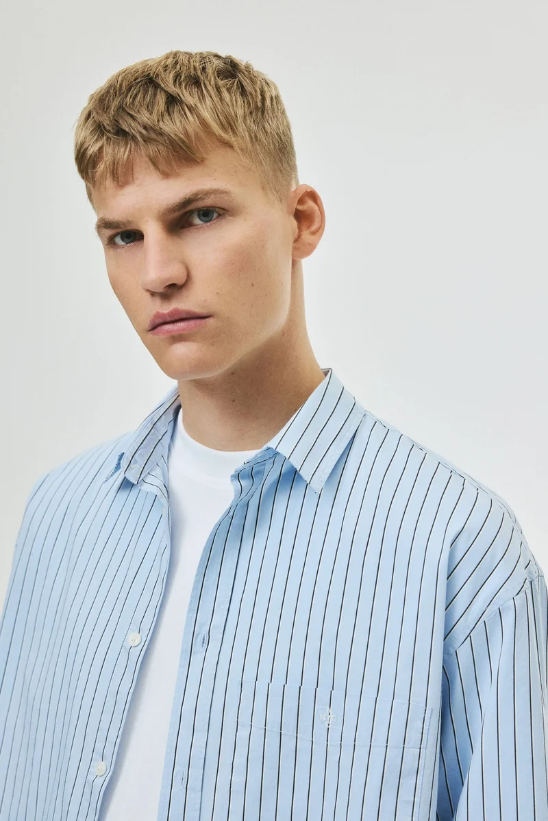 اتش اند ام قميص بوبلين بقصّة واسعة