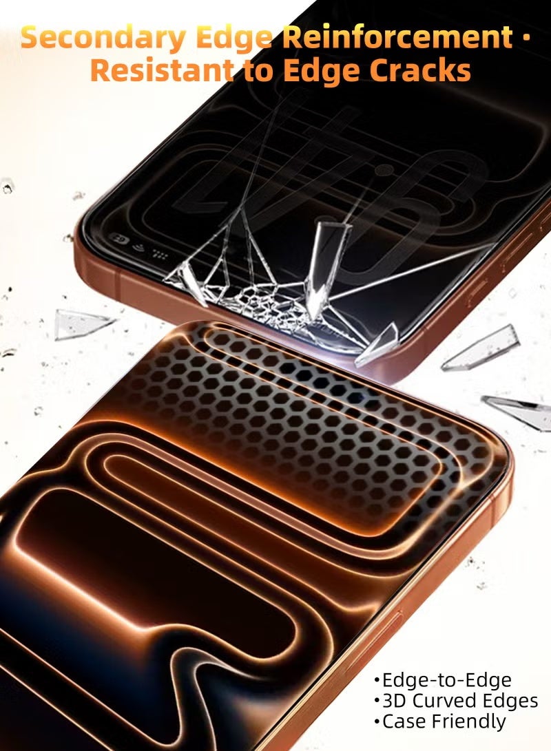 يو إل اتش واي سي واقي شاشة الخصوصية لهاتف iPhone 17 Pro Max، قطعتان، مقاس 6.9 بوصة، [صلابة 9H] [مضاد للتجسس بزاوية 28 درجة]، زجاج مقوى فائق النحافة، متوافق مع معرف الوجه، أداة تركيب سهلة، مقاوم للخدش، مناسب للجراب - أسود - Image 2