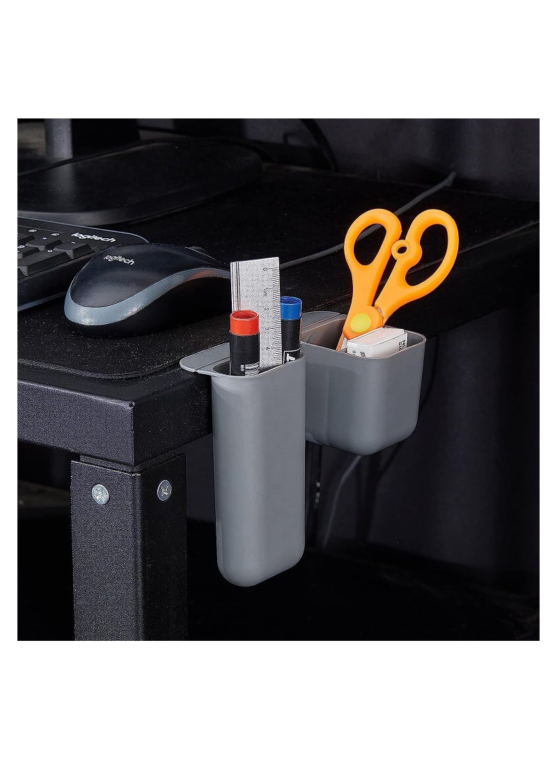 Computer Monitor Pen Holder, Screen Pen Pencil Holders Creative DIY Adhesive Pen Holder, Desk Organizers Containers for Home Office Desk Accessories, 3 Pcs - Grey - Image 2