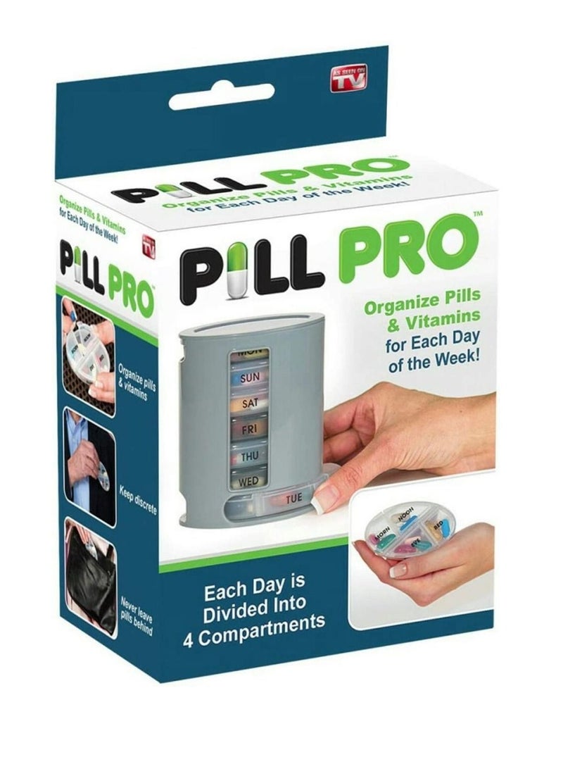 PILL PRO منظم حبوب أسبوعي Pill Pro مع 7 صواني و 4 حصص - Image 1