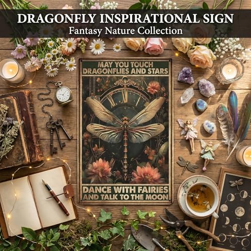 FunnySign Dragonfly Gifts Vintage Dragonfly Decor May You Touch Dragonflies And Stars Funny Tin Sign for Home Bedroom Living Room Kitchen Cafe Decor 8x12 Inch(3944) - Image 4