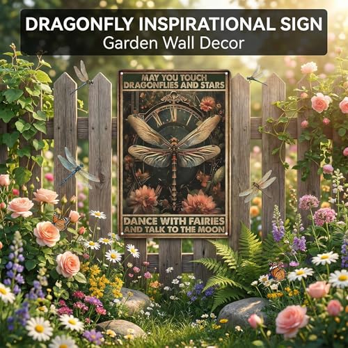 FunnySign Dragonfly Gifts Vintage Dragonfly Decor May You Touch Dragonflies And Stars Funny Tin Sign for Home Bedroom Living Room Kitchen Cafe Decor 8x12 Inch(3944) - Image 5