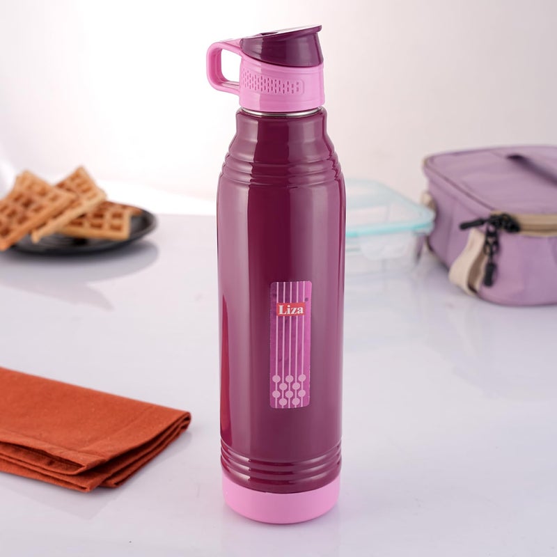 Liza Liza Steel Smart vaccum Inner Steel Insulated Water Bottle Leak Proof Stainless Steel Water Bottle for Hot Cold Water Bottle 660 ML Purple - Image 2