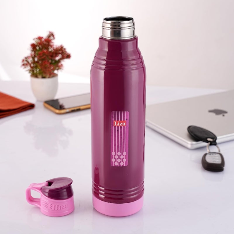 Liza Liza Steel Smart vaccum Inner Steel Insulated Water Bottle Leak Proof Stainless Steel Water Bottle for Hot Cold Water Bottle 660 ML Purple - Image 3