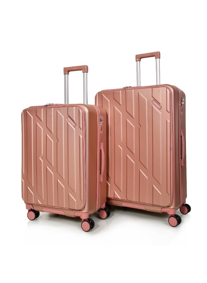 مورانو شنط سفر من مورانو للجنسين بجيب أمامي مجموعة من 3 قطع طقم حقائب سفر روز قولد مقاسات 28''-24''-20'' إنش - Image 2