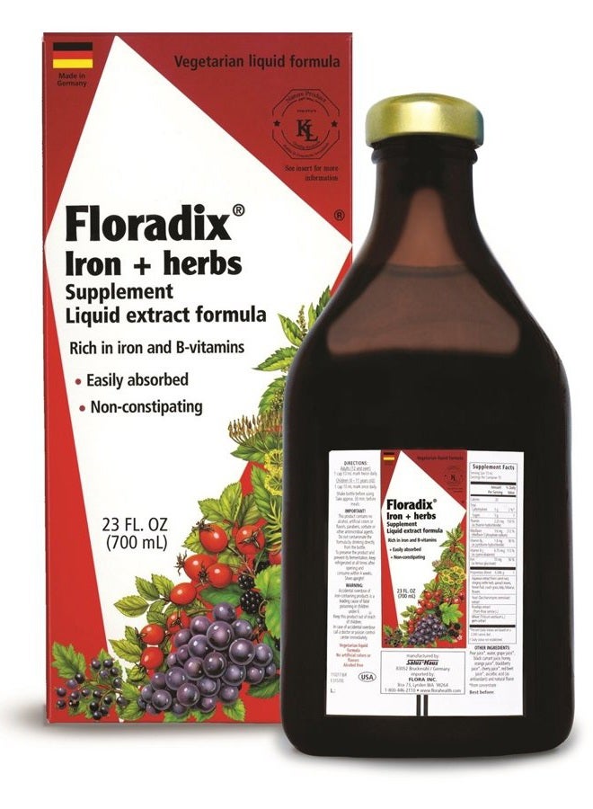 Floradix FLORA - Floradix Iron & Herbs, Vegetarian, Liquid, by Salus, 23 Fl Oz - Image 1