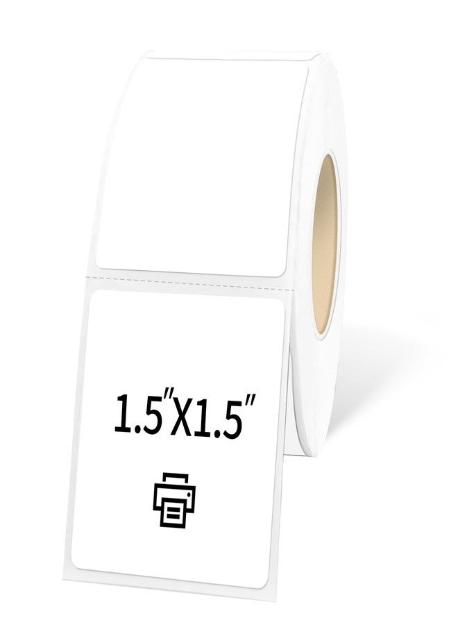Yeachlaing 1.5"x1.5" White Square Thermal Label Stickers,Self-Adhesive Square Direct Thermal Labels,500 Sheets with Perforation Line in ROLL - Image 1