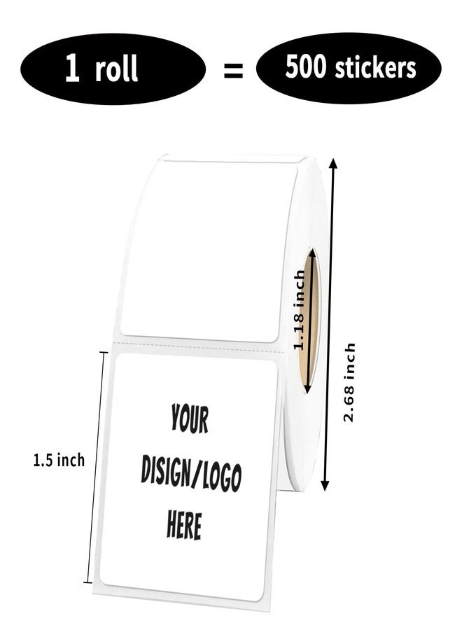 Yeachlaing 1.5"x1.5" White Square Thermal Label Stickers,Self-Adhesive Square Direct Thermal Labels,500 Sheets with Perforation Line in ROLL - Image 2