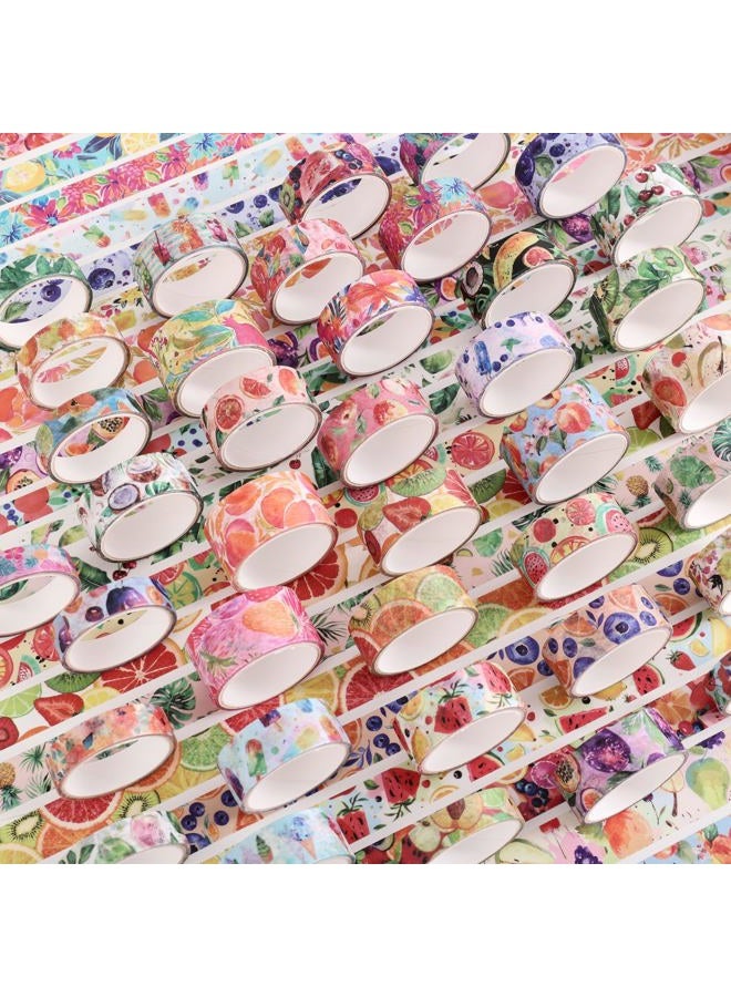 emmoolife 48 Rolls Summer Tropical Fruits Washi Tape Set, Vibrant Watercolor Fruit Coconut Decorative Tape, Bright Colorful Holiday Tape for Scrapbooking, Bullet Journaling, Junk Journal Supplies, DIY Art - Image 5