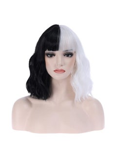 Half Black White Wig With Bangs Women Girls Short Curly Wavy Bob Wig Black And White Hair Wigs Halloween Cosplay Costume Party Wig - pzsku/ZFB0CBE7BCB1C1271F51DZ/45/_/1720086365/3fce68e7-427d-4cc3-9e88-166c13d40ee8