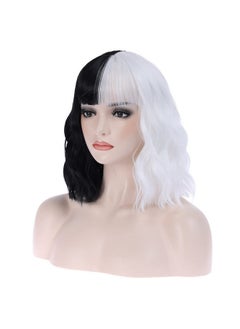 Half Black White Wig With Bangs Women Girls Short Curly Wavy Bob Wig Black And White Hair Wigs Halloween Cosplay Costume Party Wig - pzsku/ZFB0CBE7BCB1C1271F51DZ/45/_/1720086366/5662894e-ebe8-49ff-8be9-02926f73ba9f