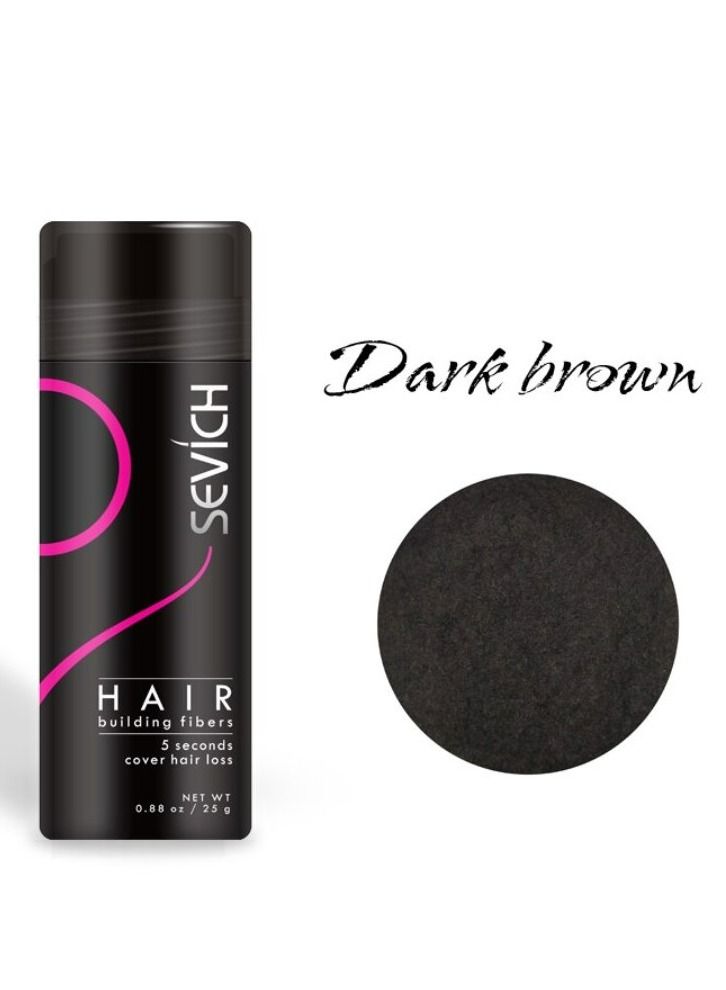 Sevich Unisex Instant Hair Fibers 5 Seconds Conceals Loss Hair Rebuilding Nature Keratin Fibers for Thinning Hair 25g - Dark Brown Colour - Image 2