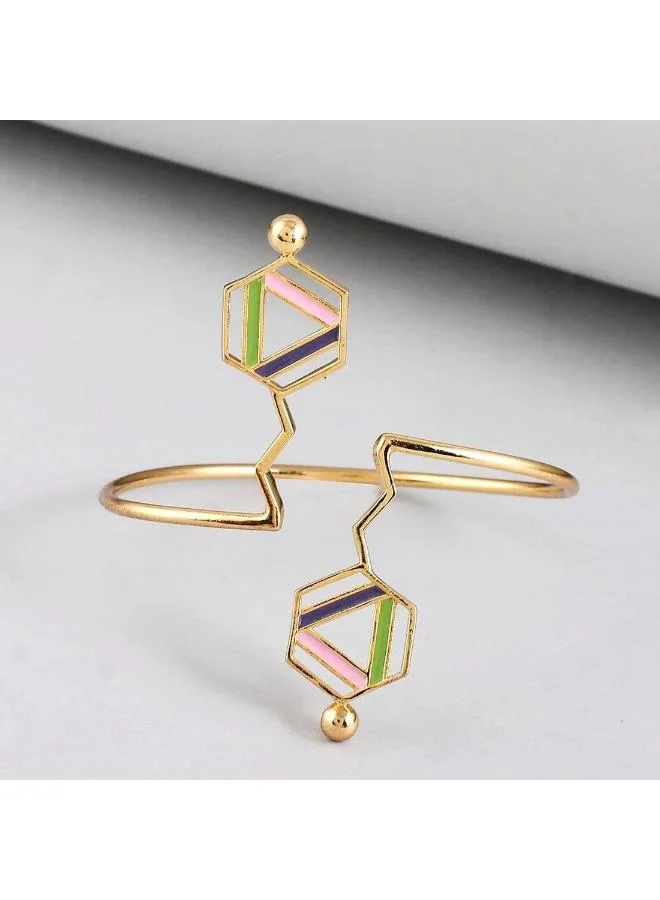 VOYLLA Benzene Enamelled Hexagons Cuff Bracelet