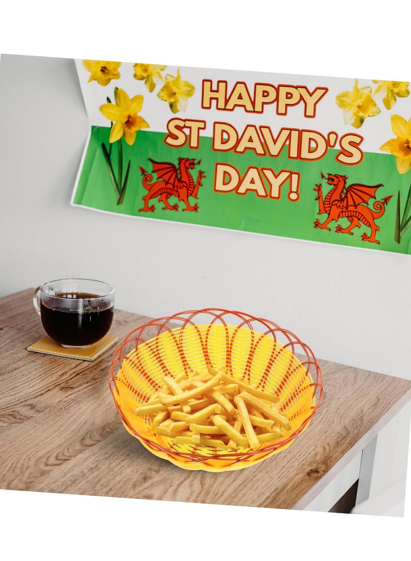 Excefore Round Woven Bread Basket, 4 PCS Hand-Woven Wicker Bread,  Gift Baskets Imitation Rattan Fruit Basket, Imitation Rattan Basket for Kitchen, Restaurant, Outdoor - Image 3