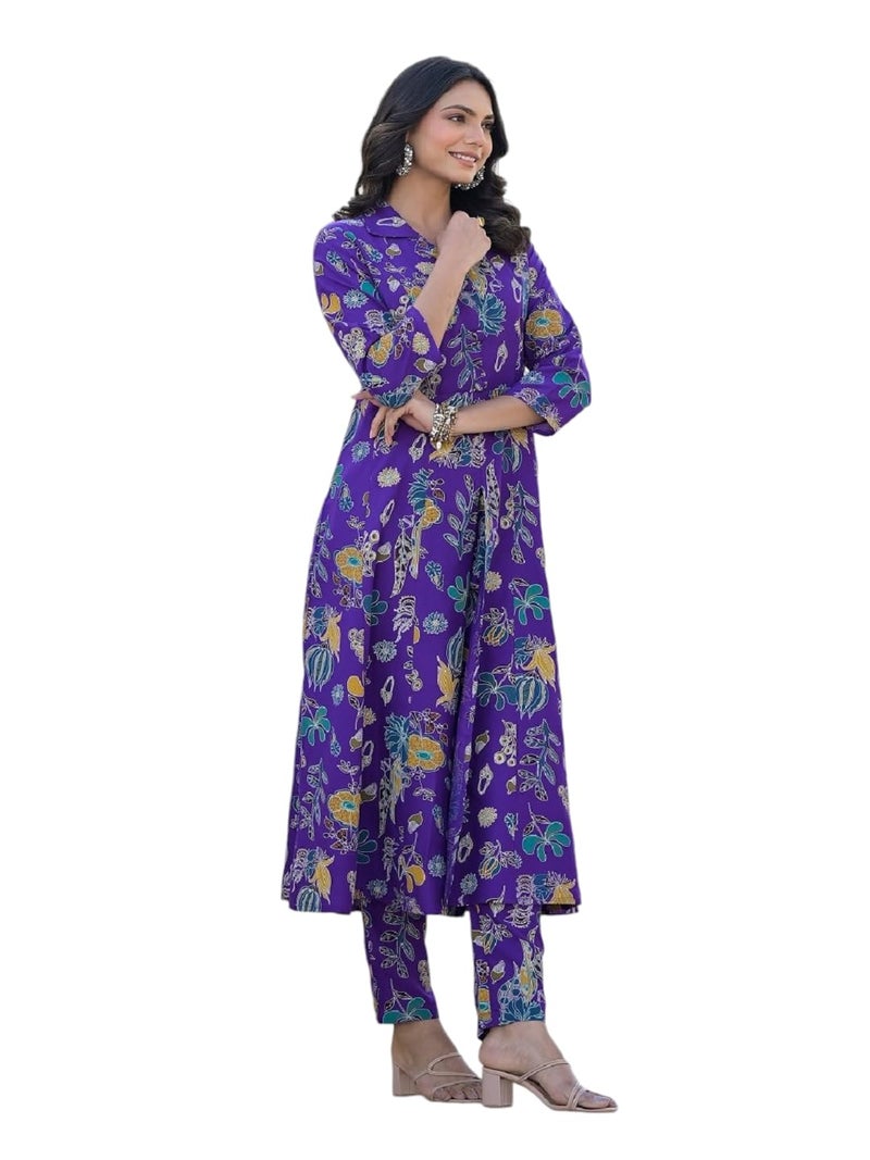 Stylum Women's Floral Printed Rayon Kurti Pant Set - Image 1