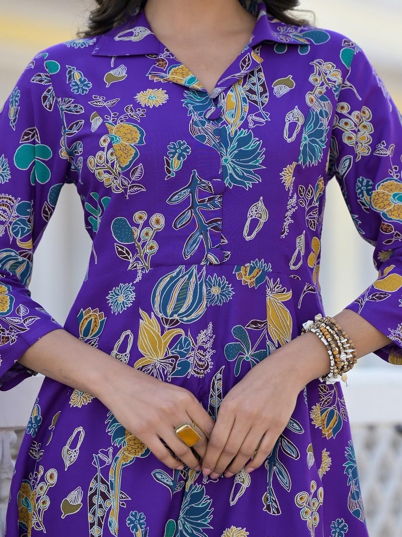 Stylum Women's Floral Printed Rayon Kurti Pant Set - Image 4