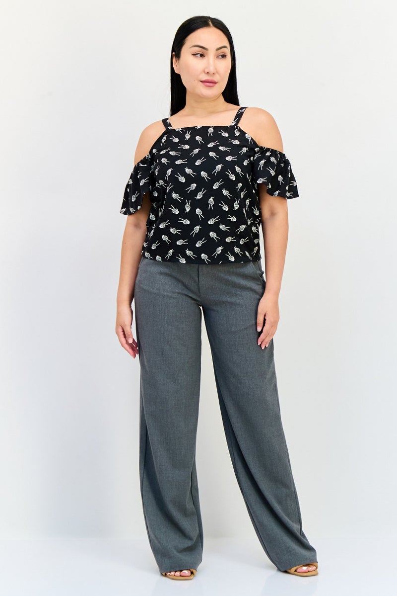 ONLY Women Square Neck Cold Shoulder Allover Print Top, Multicolor - Image 4