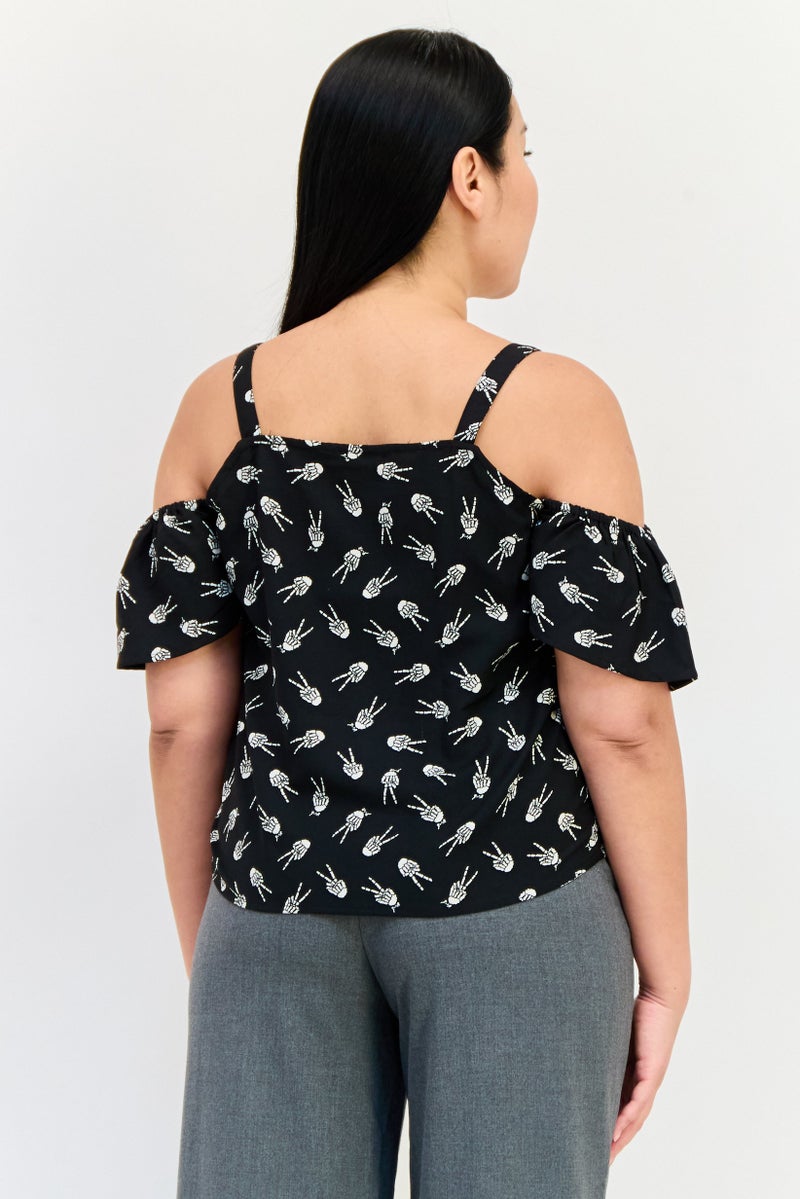 ONLY Women Square Neck Cold Shoulder Allover Print Top, Multicolor - Image 3