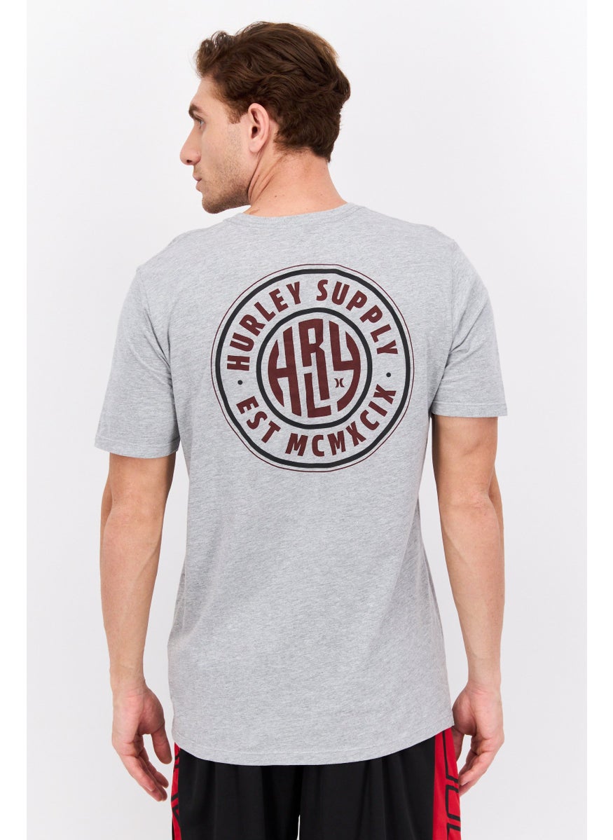 Hurley - Men Sportswear Fit Short Sleeve Outdoor T-Shirts, Light Grey - Image 1