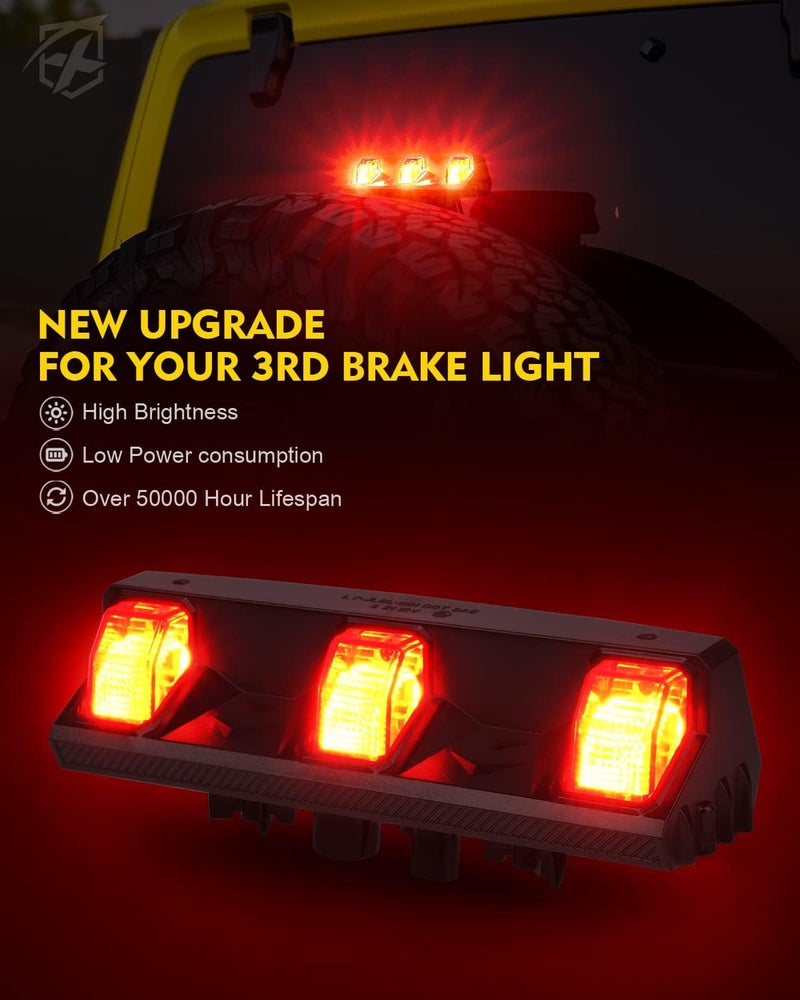 Xprite Upgrade LED Third Brake Lights Compatible with Jeep Wrangler JL JLU 2018-2024, DOT Approved High Mount Stop 3rd Tail Light - Image 2