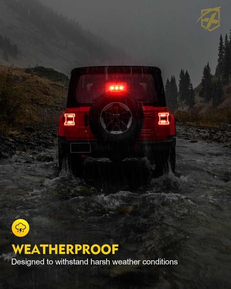 Xprite Upgrade LED Third Brake Lights Compatible with Jeep Wrangler JL JLU 2018-2024, DOT Approved High Mount Stop 3rd Tail Light - Image 5