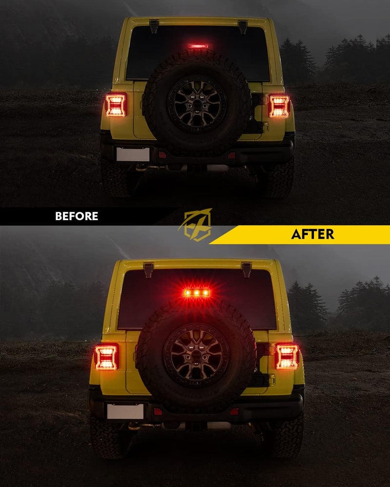Xprite Upgrade LED Third Brake Lights Compatible with Jeep Wrangler JL JLU 2018-2024, DOT Approved High Mount Stop 3rd Tail Light - Image 3