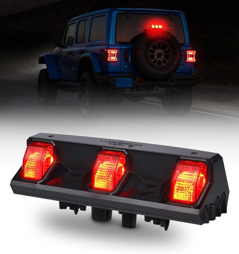 Xprite Upgrade LED Third Brake Lights Compatible with Jeep Wrangler JL JLU 2018-2024, DOT Approved High Mount Stop 3rd Tail Light - Image 1