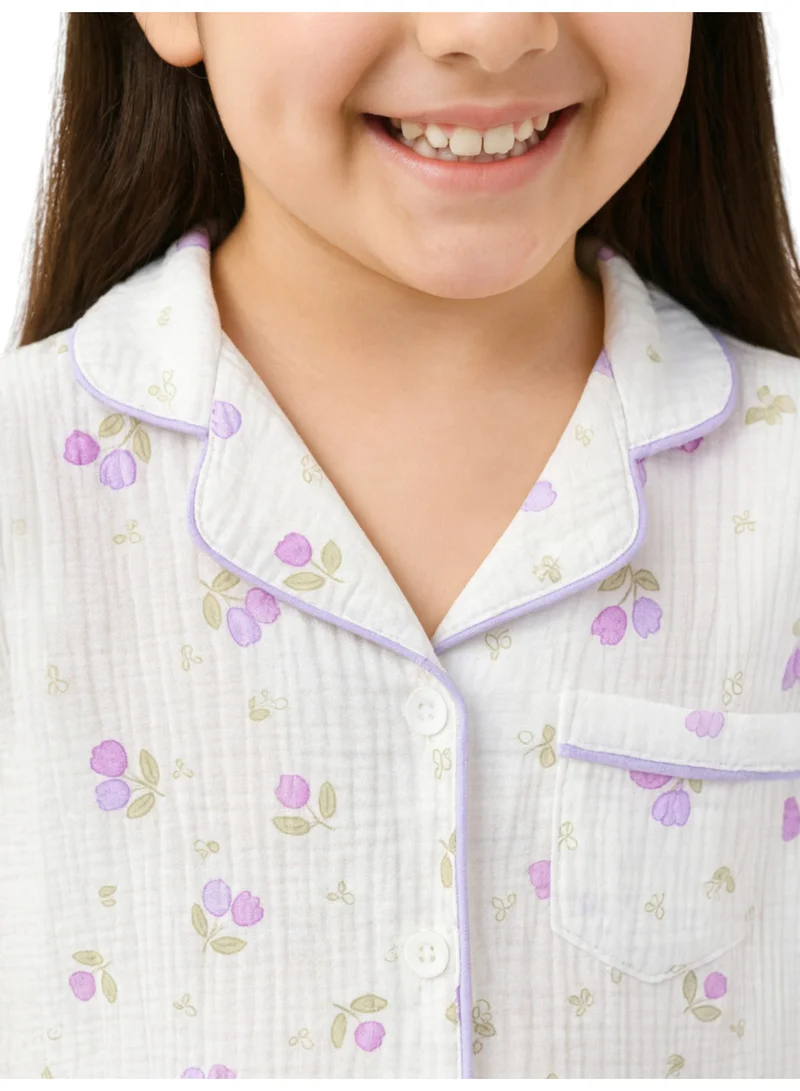 Victor And Jane  Girls Floral Printed Muslin Cotton Pyjama Set for Women | Best Price UAE
