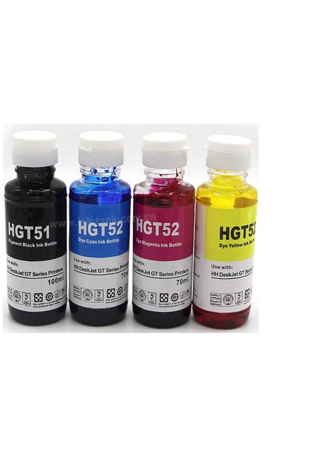 4-Piece Office Maker Gt51/Gt52 Refill Kit Multicolour Model Number : GT51 Black GT52 Cyan,Magenta,Yellow Bottel With A4 Ream