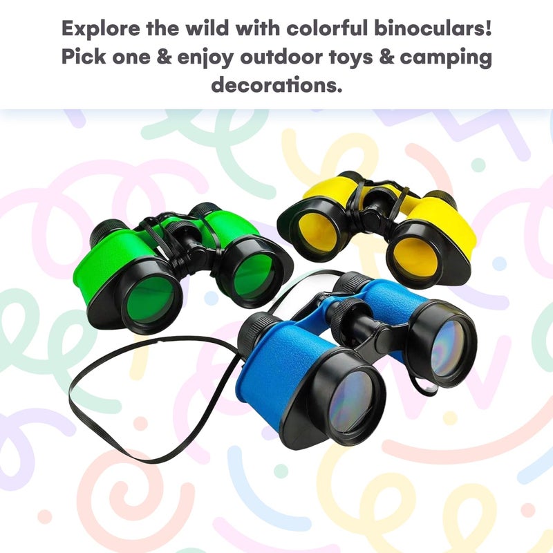 Kicko Pack of 12 Binoculars Toy for Kids - 3.5"x5" Kids Binoculars for Bird Watching and Jungle Pretend Play - Forest Guard Costume - Safari Party Favors and Educational Adventure Gifts for Children - Image 3