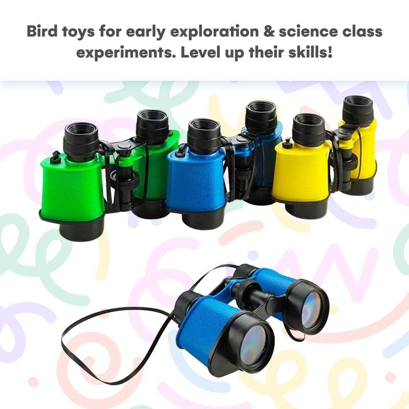 Kicko Pack of 12 Binoculars Toy for Kids - 3.5"x5" Kids Binoculars for Bird Watching and Jungle Pretend Play - Forest Guard Costume - Safari Party Favors and Educational Adventure Gifts for Children - Image 5