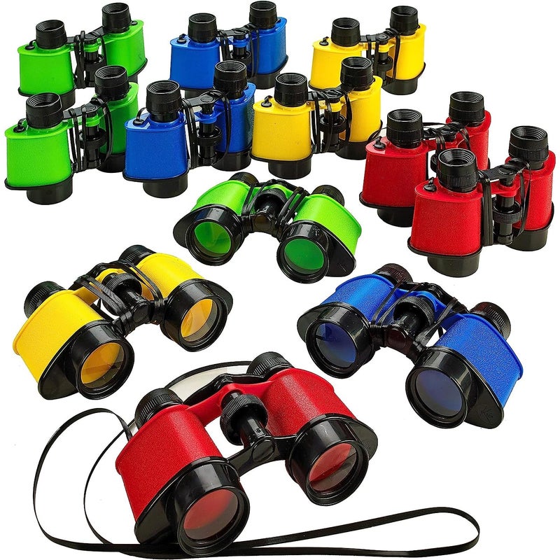 Kicko Pack of 12 Binoculars Toy for Kids - 3.5"x5" Kids Binoculars for Bird Watching and Jungle Pretend Play - Forest Guard Costume - Safari Party Favors and Educational Adventure Gifts for Children - Image 1