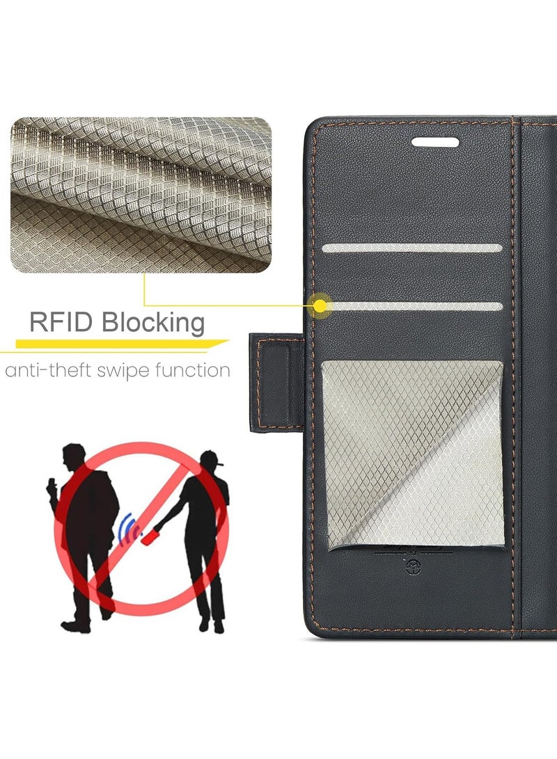 Multifunctional iPhone 17 Pro Wallet Case with Card Holder, RFID Blocking, Waterproof PU Leather Flip Cover – Black - Image 4
