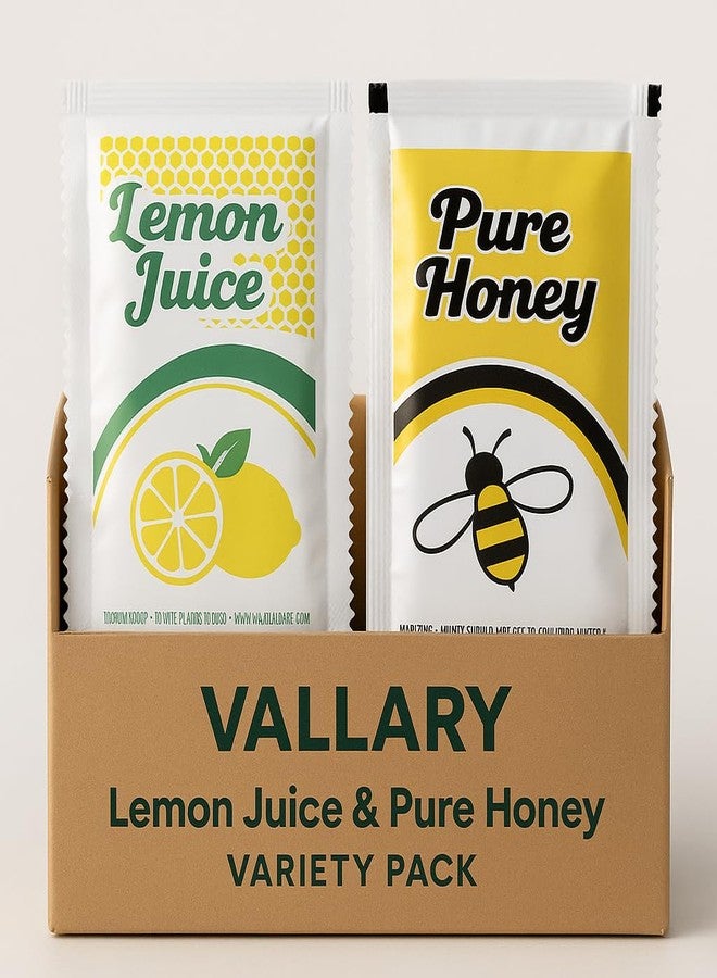 Vallary Pure Honey & Lemon Juice Packets - 20 Count Variety (10 Each) - Natural Sweetener & Citrus Flavor for Tea, Coffee, Water, and Travel - Vallary Single Serve Sachets - Image 2