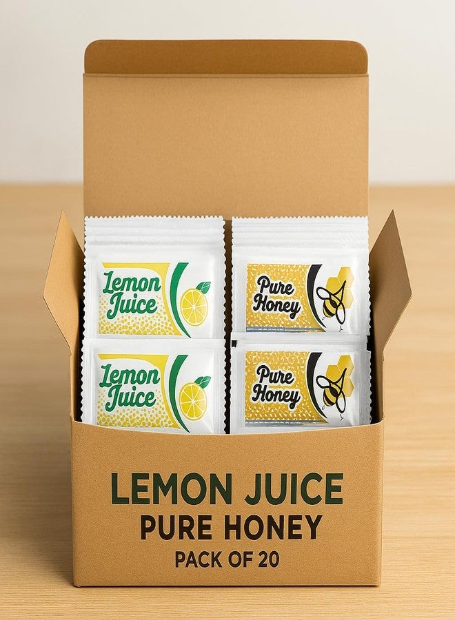 Vallary Pure Honey & Lemon Juice Packets - 20 Count Variety (10 Each) - Natural Sweetener & Citrus Flavor for Tea, Coffee, Water, and Travel - Vallary Single Serve Sachets - Image 1
