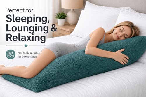 Reafort Sherpa Body Pillow Cover 21" x 54", Plush Fleece Long Body Pillowcase with Zipper Closure, Ultra Soft Fluffy Cozy Decorative Pillow Cover (Evergreen, 21"x54" Body Pillow Cover) - Image 4