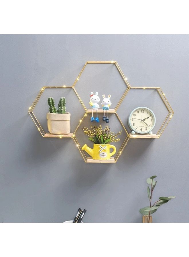 Set Of 3 Golden Hexagon Wall Shelves For Living Room Decoration - Image 2