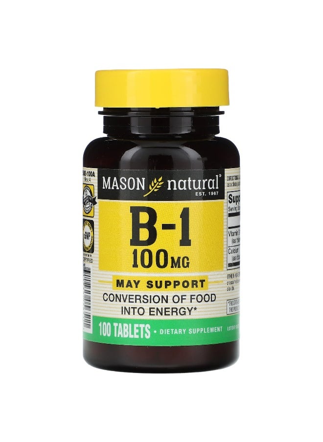 Mason Natural Mason Natural, B-1, 100 mg, 100 Tablets  - Image 1