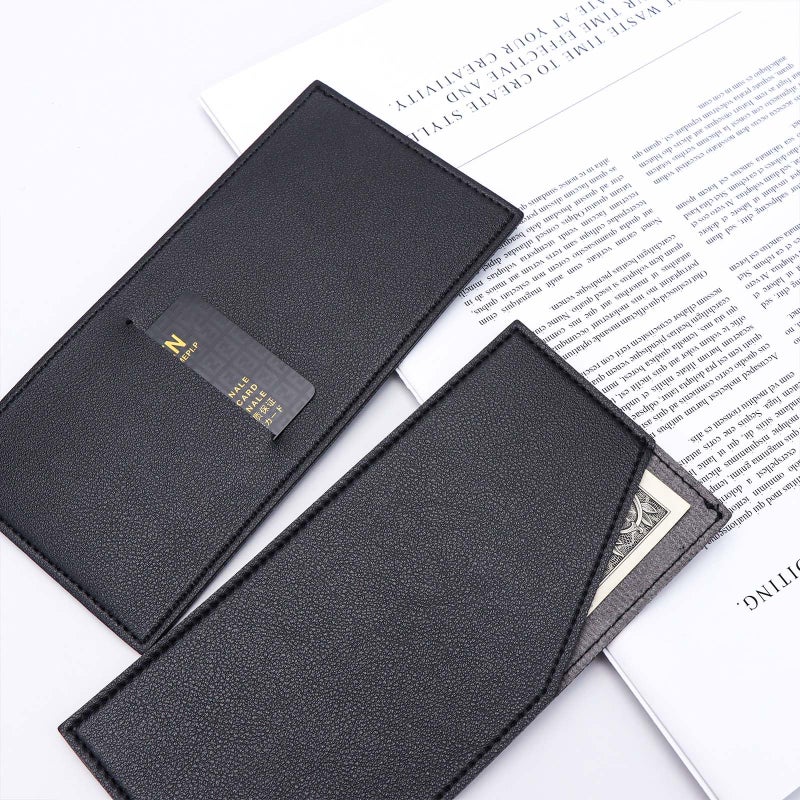 XiowDow Black Cash Envelope Wallet Cash Holder PU Leather Cash Stuffing Budget Wallet Card Bill Holder Reusable Money Envelopes for Women Receipt Coupon Organizer - Image 2